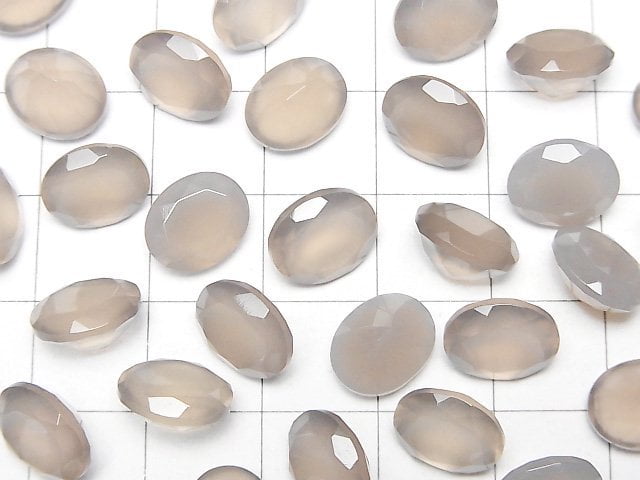 Hochwertiger grauer Onyx AAA lose Stein oval facettiert 10x8mm 2 Stück