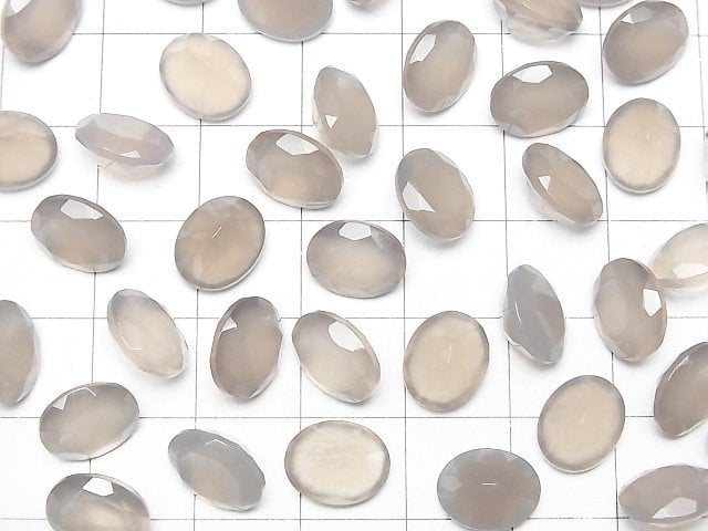 Hochwertiger grauer Onyx AAA lose Stein oval facettiert 10x8mm 2 Stück
