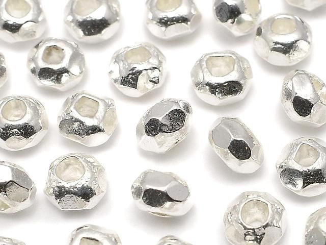 Karen Silver Faceted Rondelle 3.5x5x5mm White Silver 2pcs