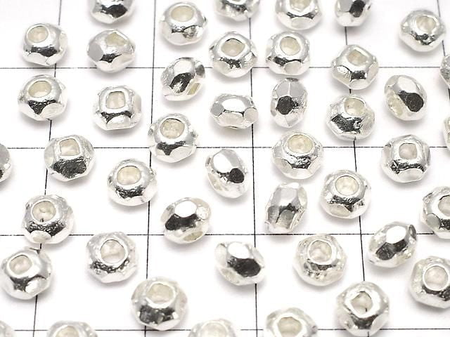 Karen Silver Faceted Rondelle 3.5x5x5mm White Silver 2pcs