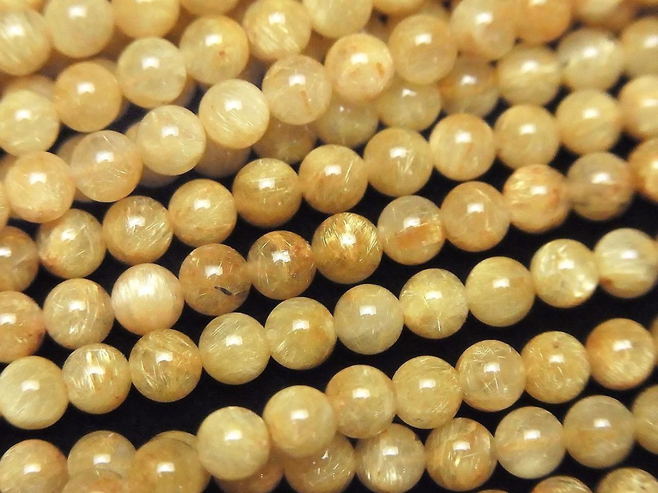 Rutilated Quartz AA++ Round 4.5mm 1strand beads (aprx.15inch/36cm)