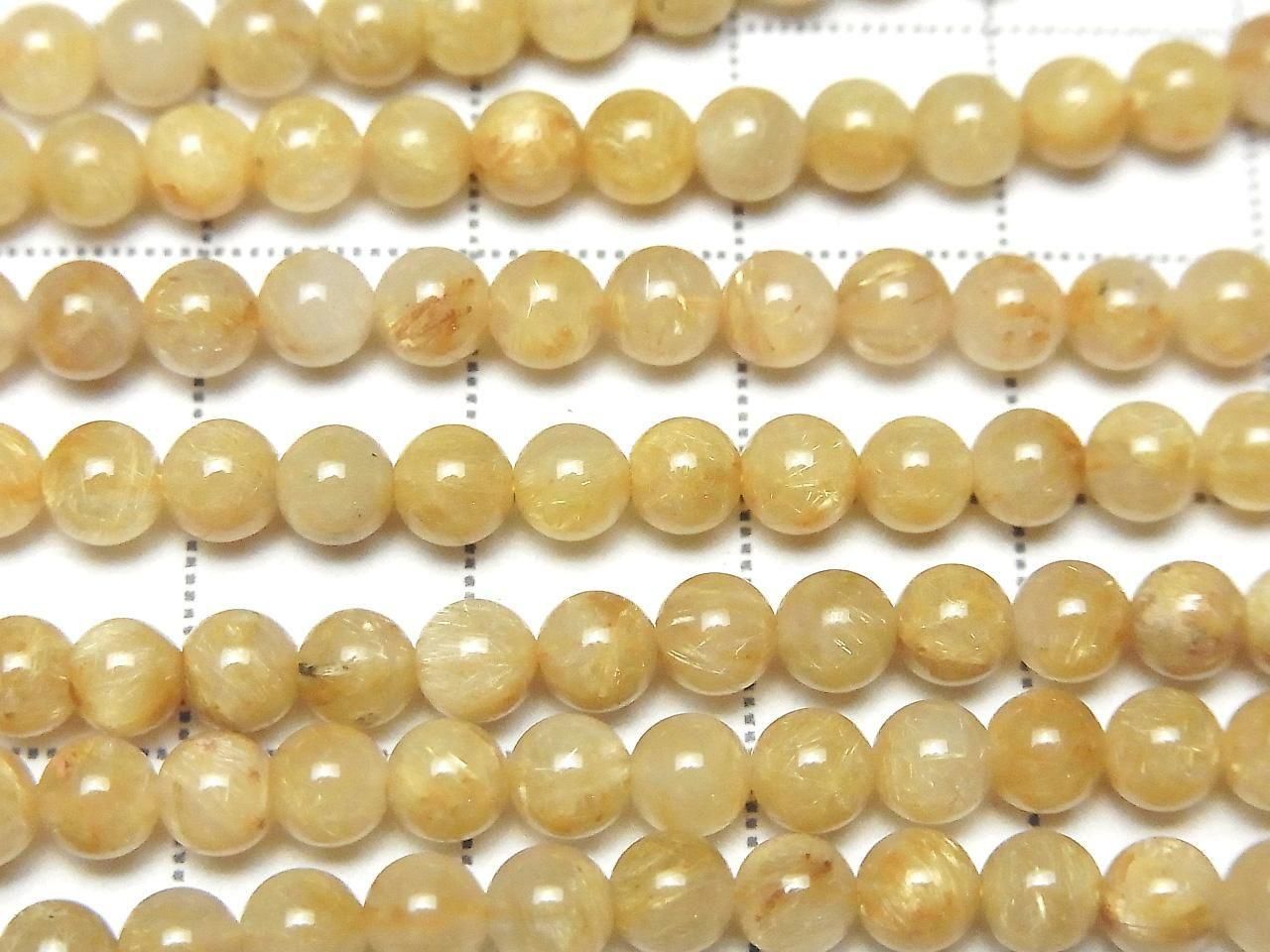 Rutilated Quartz AA++ Round 4.5mm 1strand beads (aprx.15inch/36cm)