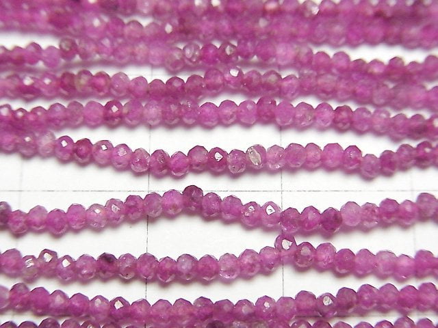高品質!紅寶石 AA++ 刻面扁圓形 2x2x1.5mm 1串珠子 (約15英吋/37公分)