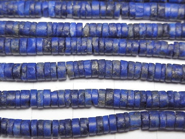 青金石 AA++ 刻面圓珠 (Heishi) 4x4x2mm 一串珠子 (約15英吋/36公分)