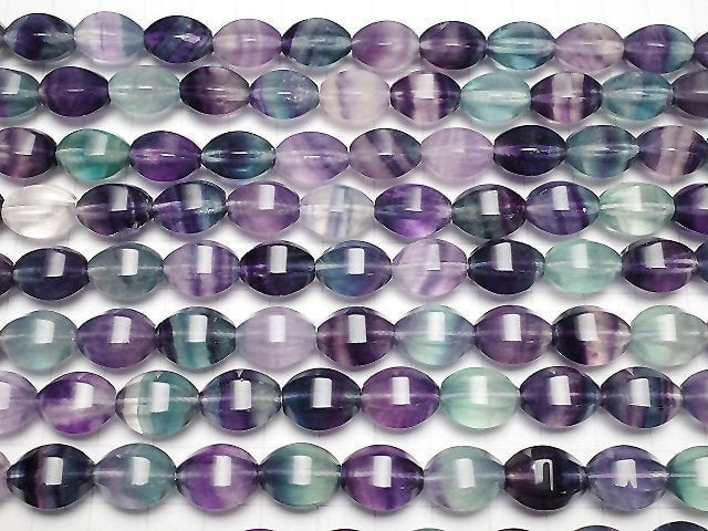 Mongolischer Mehrfarben-Fluorit AAA 6 Facettierte Reis 14x12x12mm halb oder 1 Strang Perlen (ca. 15 Zoll / 37 cm)
