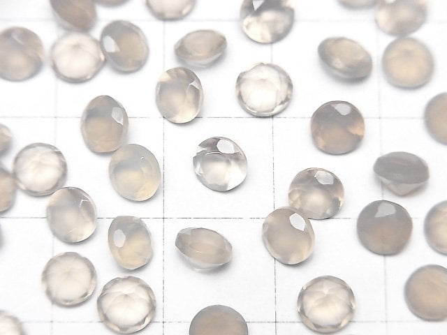 高品質灰色瑪瑙 AAA 散石 圓形刻面 5x5mm 10顆