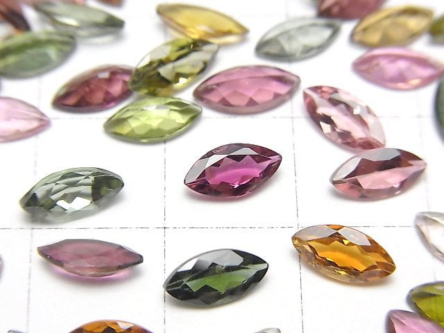 Hochwertiger mehrfarbiger Turmalin AAA Lose Steine Marquise Facettiert 8x4mm 5Stück