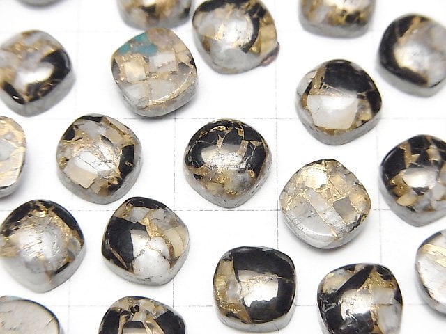 銅鈣方解石黑曜石 AAA 方形素面 8x8mm 5顆