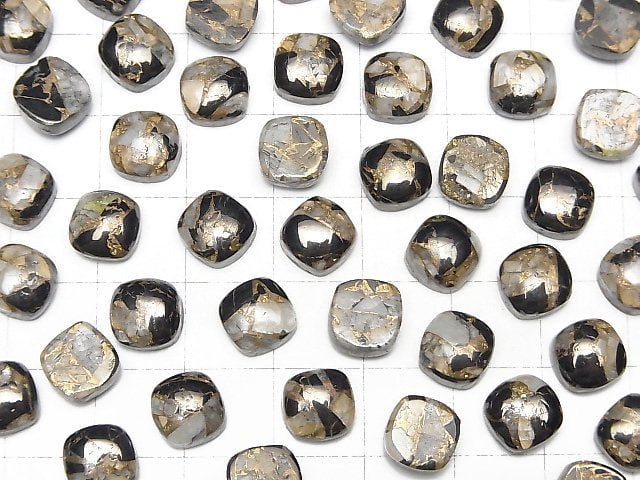 Kupferkalzit Obsidian AAA Quadratischer Cabochon 8x8mm 5Stück