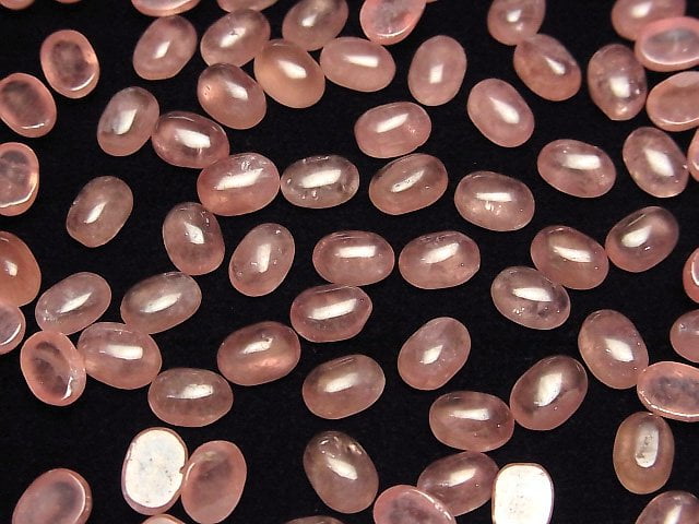 Hochwertiger argentinischer Rhodochrosit AAA- Ovaler Cabochon 6x4mm 2 Stück