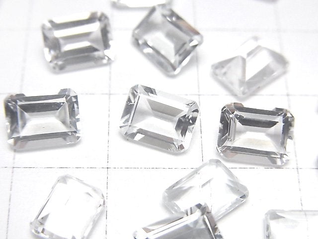 高品質白色拓帕石 AAA 裸石 矩形刻面 8x6mm 5顆