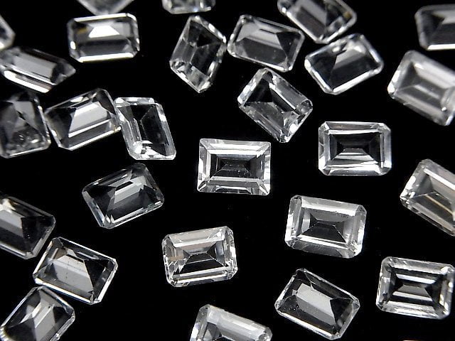 Hochwertiger weißer Topas AAA Lose Steine Rechteck Facettiert 8x6mm 5Stück