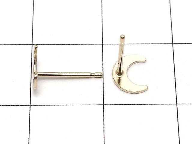 14KGF Crescent Moon Design Earstuds Earrings (1 pair) (2 pieces)