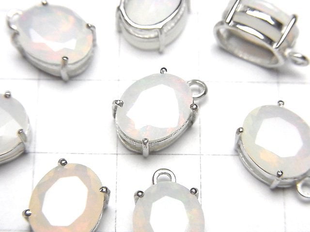 高品質衣索比亞蛋白石 AA++ 橢圓形刻面 10x8mm 銀925 包鑲 1顆