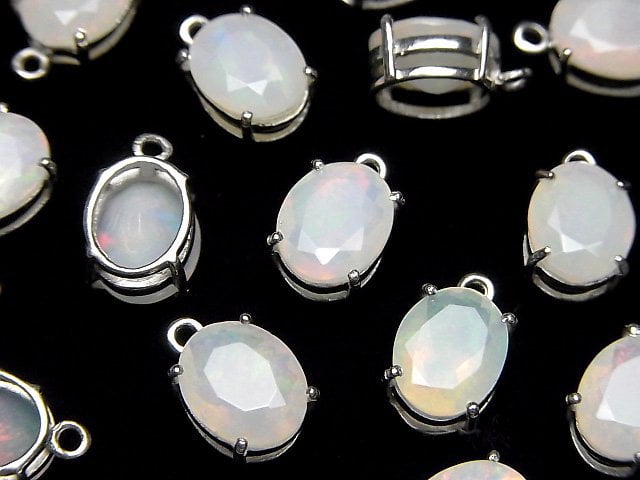 Hochwertiger äthiopischer Opal AA++ Zargenfassung Oval Facettiert 10x8mm Silber925 1Stück