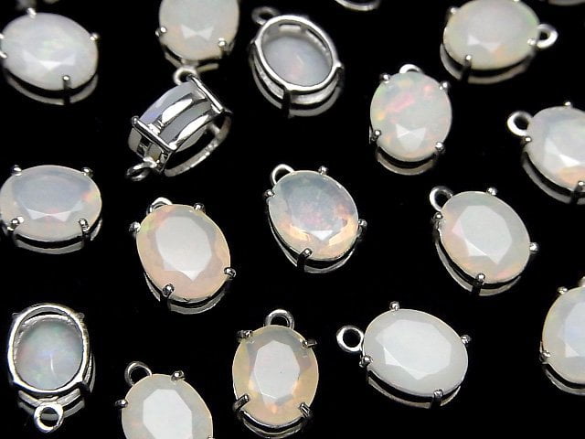 Hochwertiger äthiopischer Opal AA++ Zargenfassung Oval Facettiert 10x8mm Silber925 1Stück