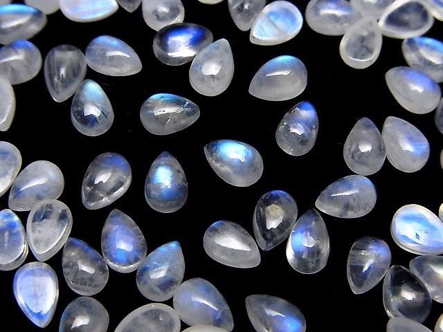 Pierre de lune arc-en-ciel de haute qualité AA++ Cabochon en forme de poire 6x4mm 10 pièces