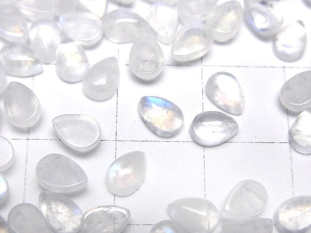 High Quality Rainbow Moonstone AA++ Pear shape Cabochon 6x4mm 10pcs