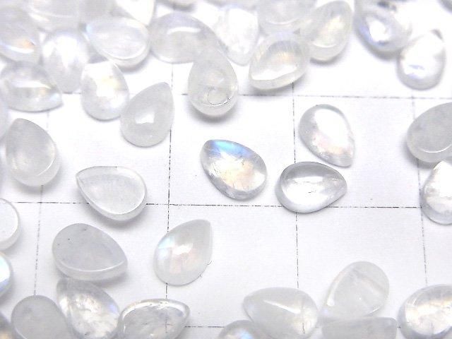 Pierre de lune arc-en-ciel de haute qualité AA++ Cabochon en forme de poire 6x4mm 10 pièces