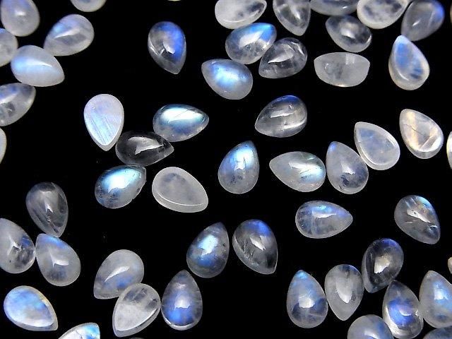 Pierre de lune arc-en-ciel de haute qualité AA++ Cabochon en forme de poire 6x4mm 10 pièces