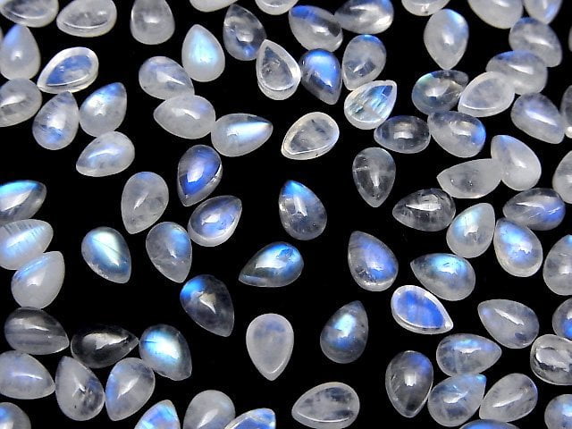 Hochwertiger Regenbogen-Mondstein AA++ Tropfenform Cabochon 6x4mm 10 Stück