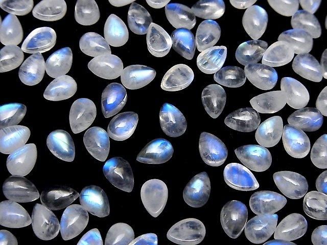 Pierre de lune arc-en-ciel de haute qualité AA++ Cabochon en forme de poire 6x4mm 10 pièces