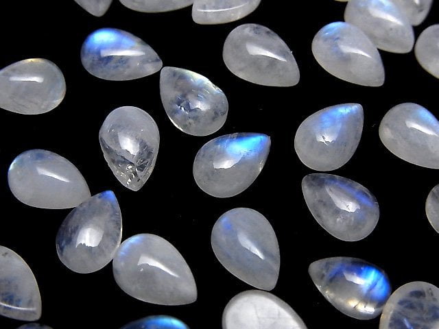 High Quality Rainbow Moonstone AA++ Pear shape Cabochon 9x6mm 5pcs