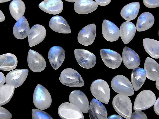 Hochwertiger Regenbogen-Mondstein AA++ Tropfenform Cabochon 9x6mm 5 Stück