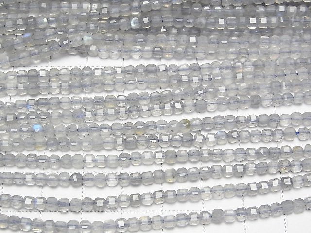 Hochwertig! Labradorit AA++ Würfelform 3x3x3mm 1 Strang Perlen (ca. 15 Zoll/37 cm)
