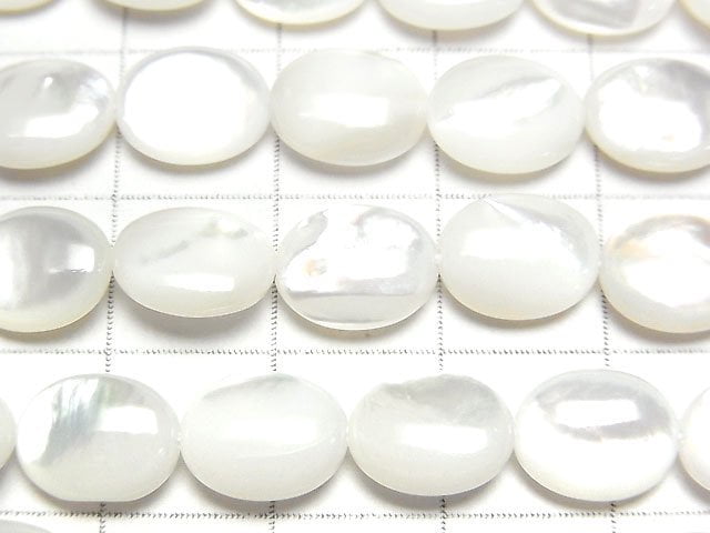高品質白碟貝AAA橢圓10x8x4mm 1/4或1串珠子(約15英吋/38公分)