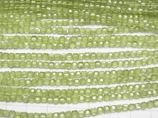 Hochwertig! Peridot AA++ Würfelform 3x3x3mm halbe oder 1 Strang Perlen (ca. 15 Zoll/37 cm)