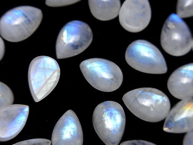 Hochwertiger Regenbogen-Mondstein AA++ Tropfenform Cabochon 12x8mm 3 Stück