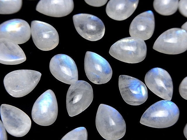 Hochwertiger Regenbogen-Mondstein AA++ Tropfenform Cabochon 12x8mm 3 Stück