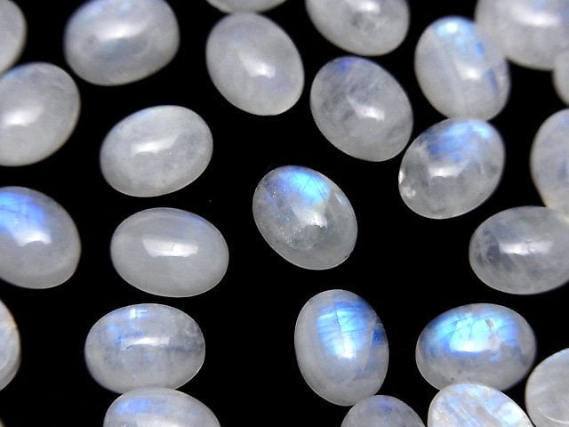 Rainbow Moonstone AA++ Oval Cabochon 9x7mm 5pcs