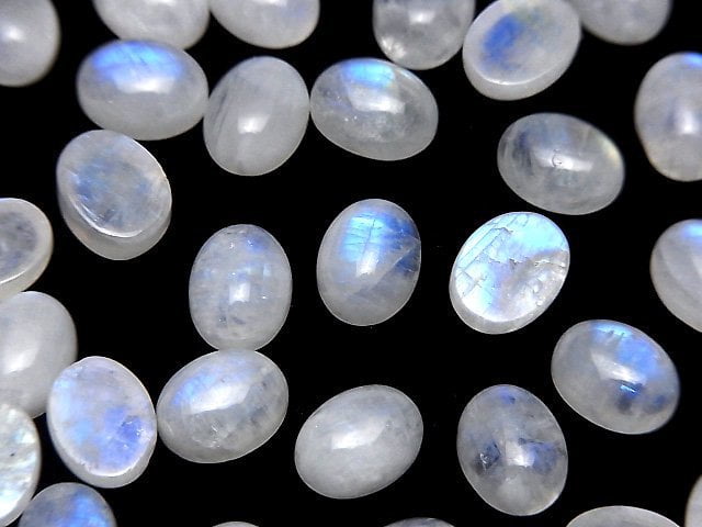 Regenbogen-Mondstein AA++ Oval Cabochon 9x7mm 5 Stück