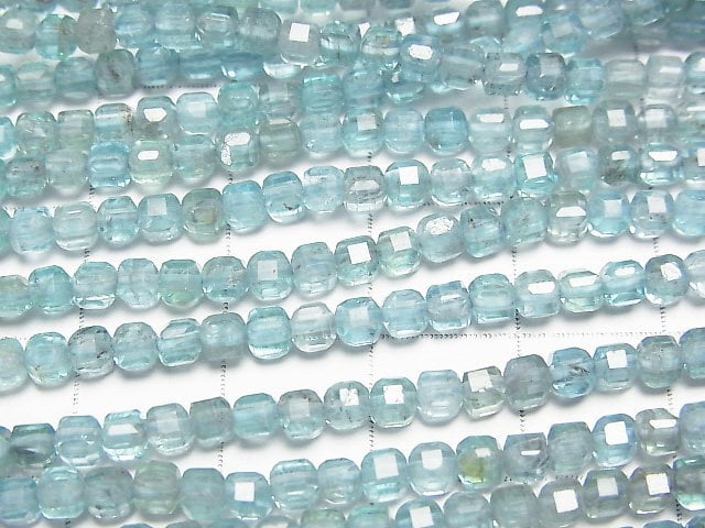 高品質!磷灰石 AA+ 立方體 3x3x3mm 串珠 (約15英吋/37公分)
