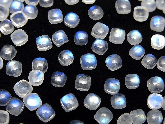 High Quality Rainbow Moonstone AA++ Square Cabochon 4x4mm 10pcs