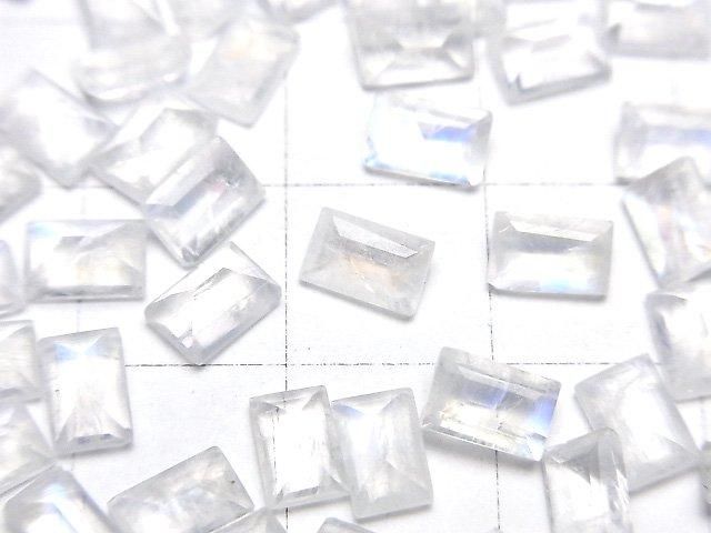 High Quality Rainbow Moonstone AA++ Loose stone Rectangle Faceted 6x4mm 5pcs