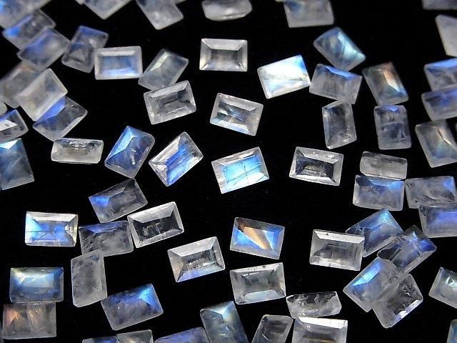 Hochwertiger Regenbogen-Mondstein AA++ Lose Stein Rechteck Facettiert 6x4mm 5Stk