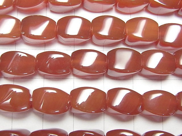 紅瑪瑙 四面刻面扭轉刻面米珠 11x8x8毫米 1串珠子 (約15英吋/36公分)