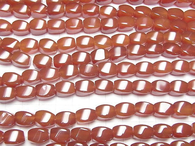 Rote Achat 4 Facettierte Twist Facettierte Reis 11x8x8mm 1 Strang Perlen (ca. 15 Zoll/36 cm)