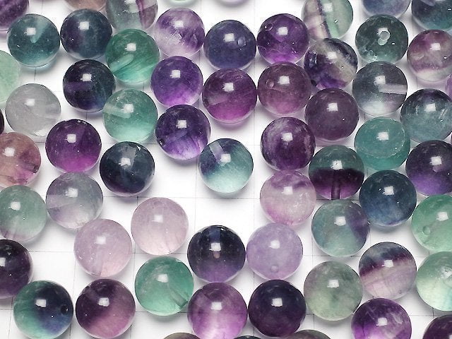 Mehrfarbiger Fluorit AA+ Halb Durchbohrtes Loch Rund 10mm 5 Stück