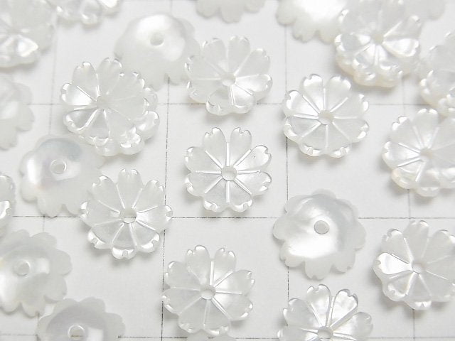 高品質白色貝殼 AAA 3D 花朵 8mm 中心孔 4入