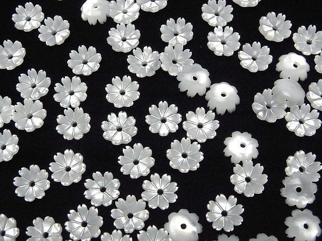Hochwertige Weiße Muschel AAA 3D Blume 8mm Zentrum Loch 4 Stück