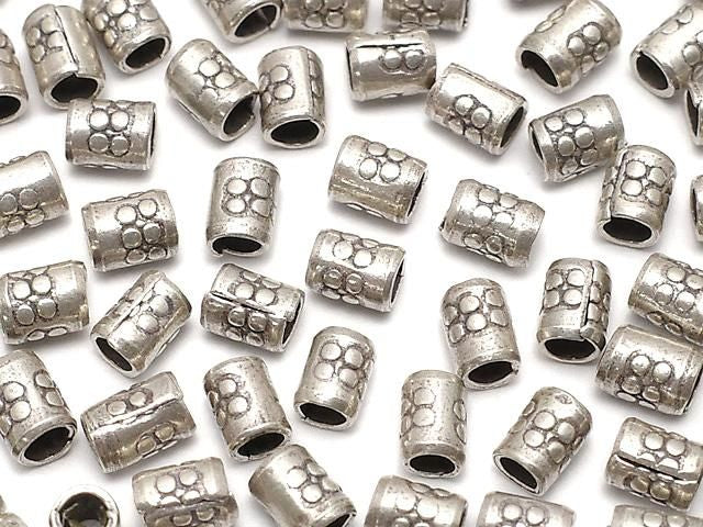 Karen 銀圖案圓珠 3.5x2.5x2.5mm 10顆