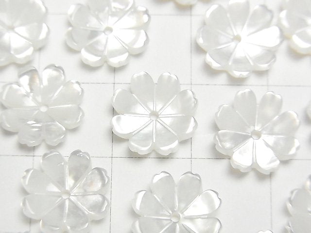 高品質白色貝殼 AAA 3D 花朵 12mm 中心孔 4入