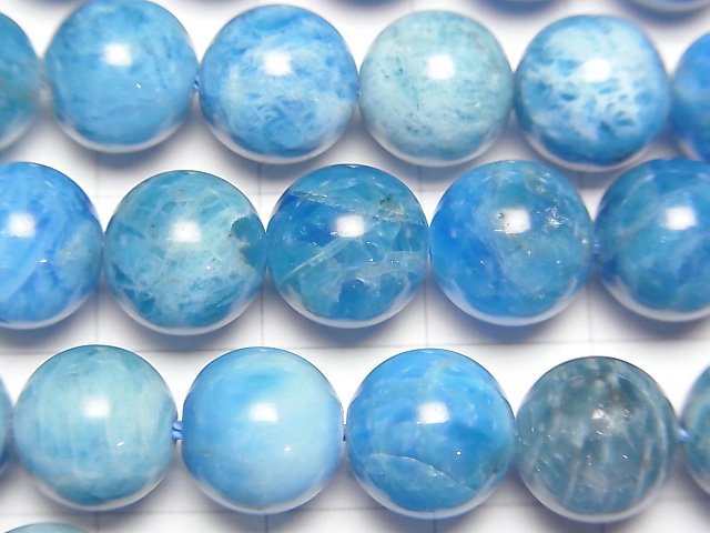 馬達加斯加藍磷灰石 AA+ 圓珠 10mm 半串或1串 (約15英吋/36公分)