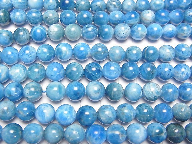 Madagaskar Blauer Apatit AA+ Rund 10mm halb oder 1 Strang Perlen (ca. 15 Zoll/36 cm)