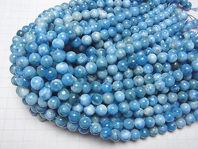 Madagaskar Blauer Apatit AA+ Rund 10mm halb oder 1 Strang Perlen (ca. 15 Zoll/36 cm)
