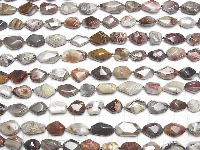 Laguna Lace Agate Faceted Nugget (half or 1-strand beads) (approx. 15 inches/36 cm)